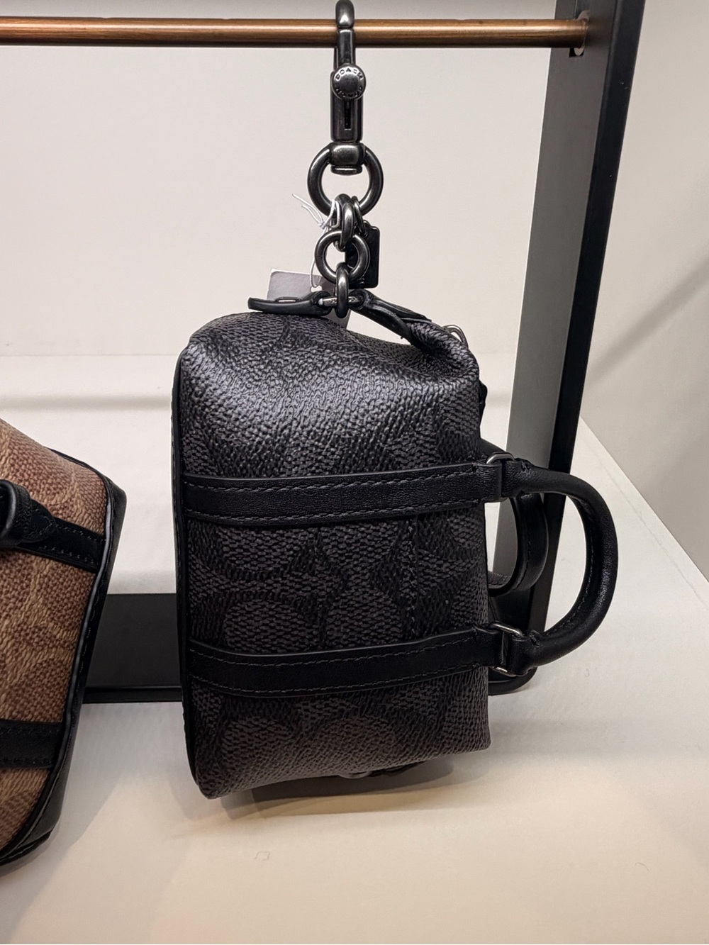 Coach Black Signature Small Key chain/bag charm new